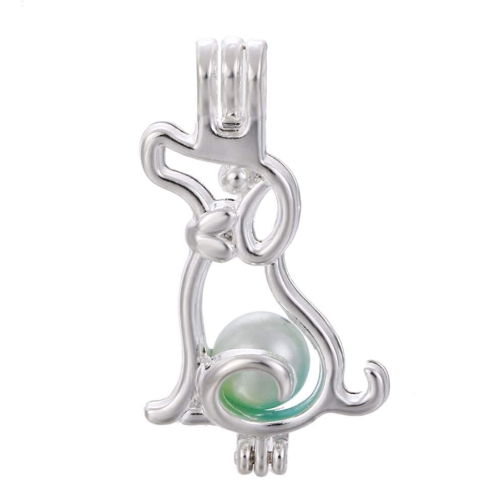 7885 10pcs Silver Pearl Cage Locket Pendants, Essential Oil Diffuser DIY
